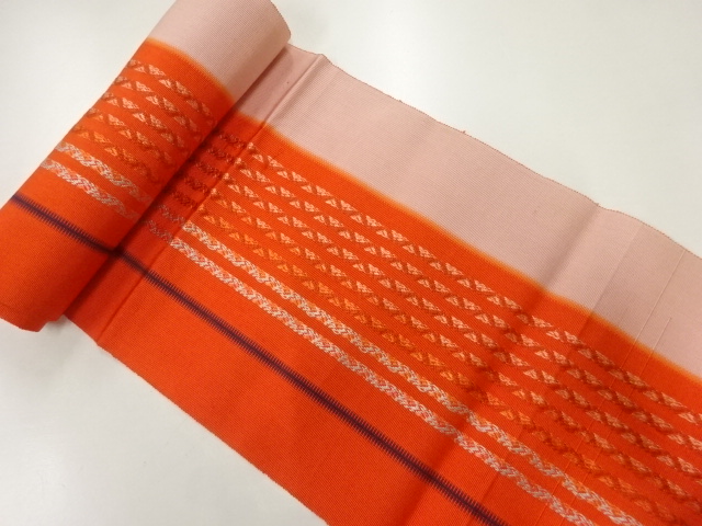 JAPANESE KIMONO / ANTIQUE BOLT FOR OBI / WOVEN WAVY STRIPE